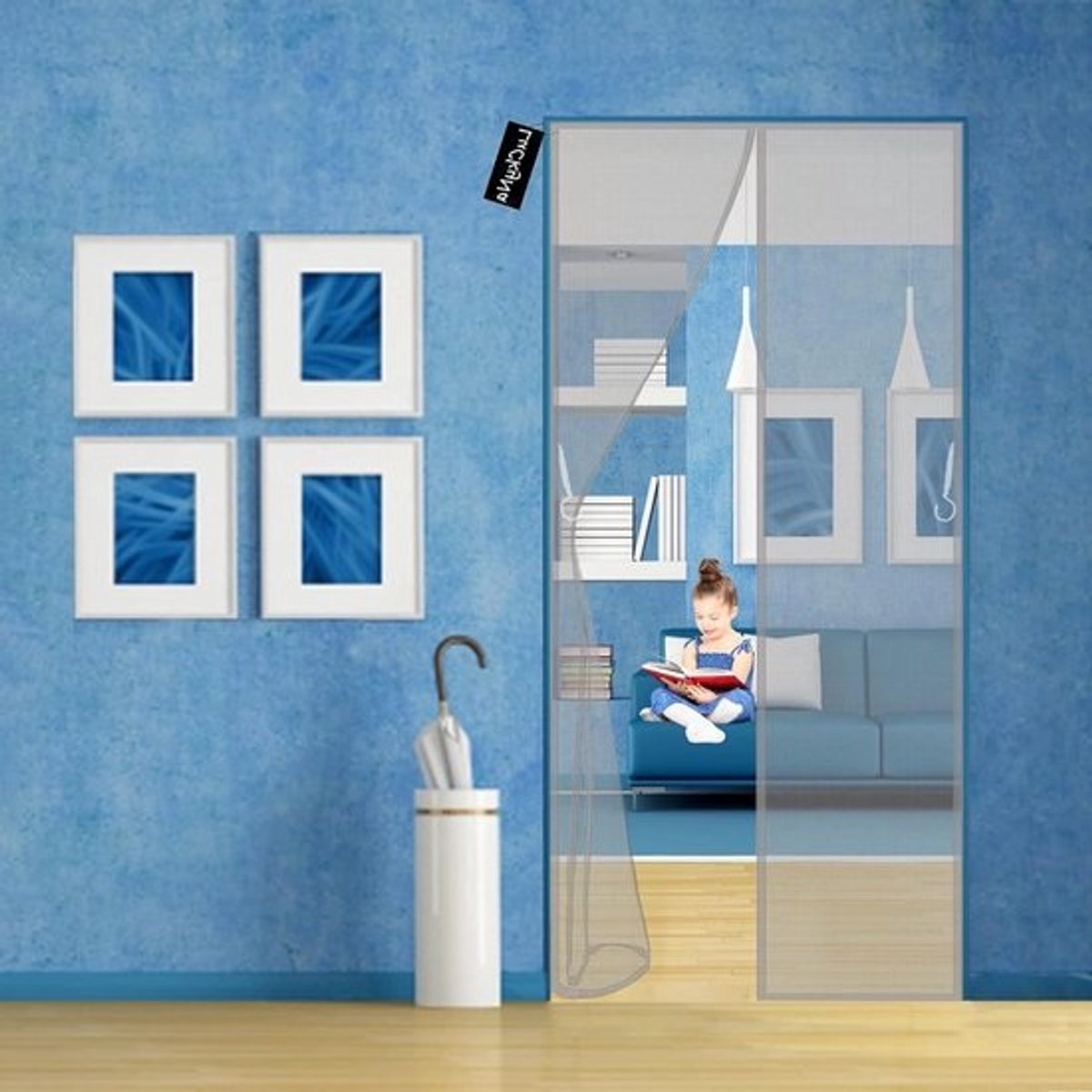 Magnetische Hordeur - Vliegenhor Deur Gaasdeur - Insecten Buiten Houden - Automatisch Sluitend - 215 x 240 cm - Grijs