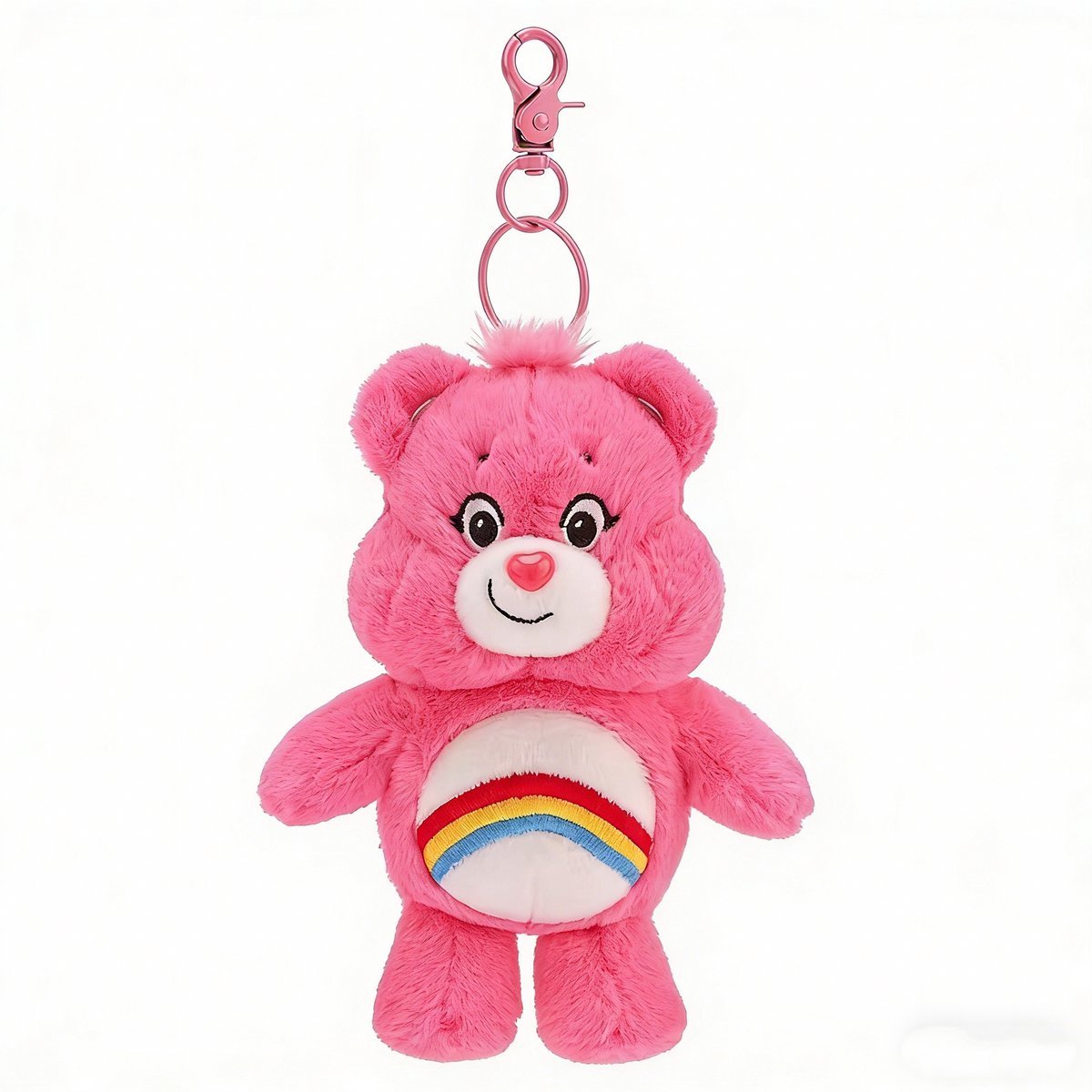 Casalora Regenboog Beer Tas Hanger – 12cm – Kawaii Pluche Bag Charm met Geluid – Schattige Knuffel Sleutelhanger – Rood