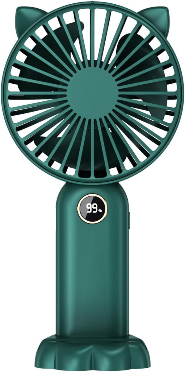 Draagbare HandVentilator handwaaier - mini ventilator - handventilator oplaadbaar - Hoofd Airco Verkoeling - Met Usb Kabel - Mobiele Tafel Fan - Kleine USB-ventilator - 5 snelheden - Mini Fan Oplaadbaar - Handheld Fan Portable - Groen