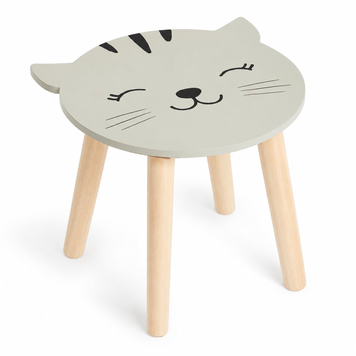HEM houten kinderkruk kat - 28 x 27 cm - Met microvezeldoekje