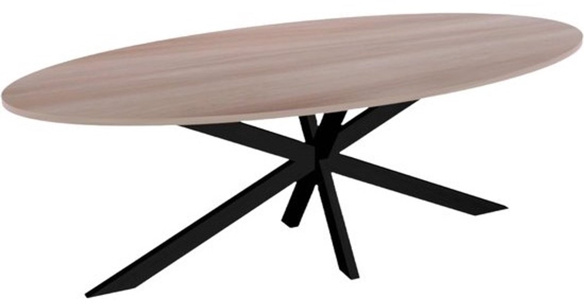 Eettafel Ovaal - Eetkamertafel - Gezellig Tafelen - Industriële Stijl - 240 cm - Naturel