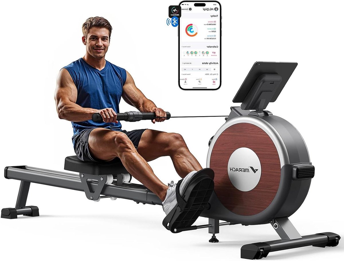 Roeitoestel voor Thuis - Fitness Roeier - Full Body Workout - 16 Weerstandsniveaus - 150 kg Belastbaar - Wit