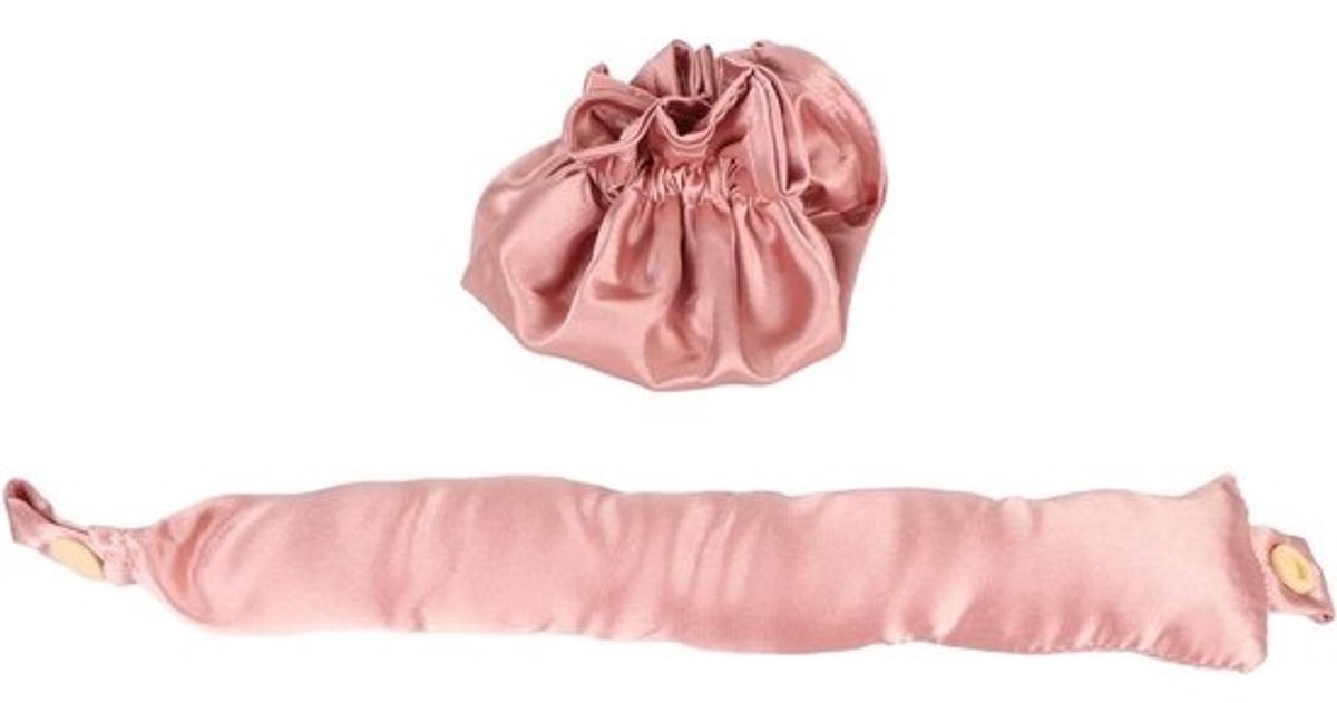 Hitteloze Kruller - Haarstyling Tool - Prachtige Krullen - Zacht Satijn Materiaal - Draagbaar Ontwerp - Stoffig Roze