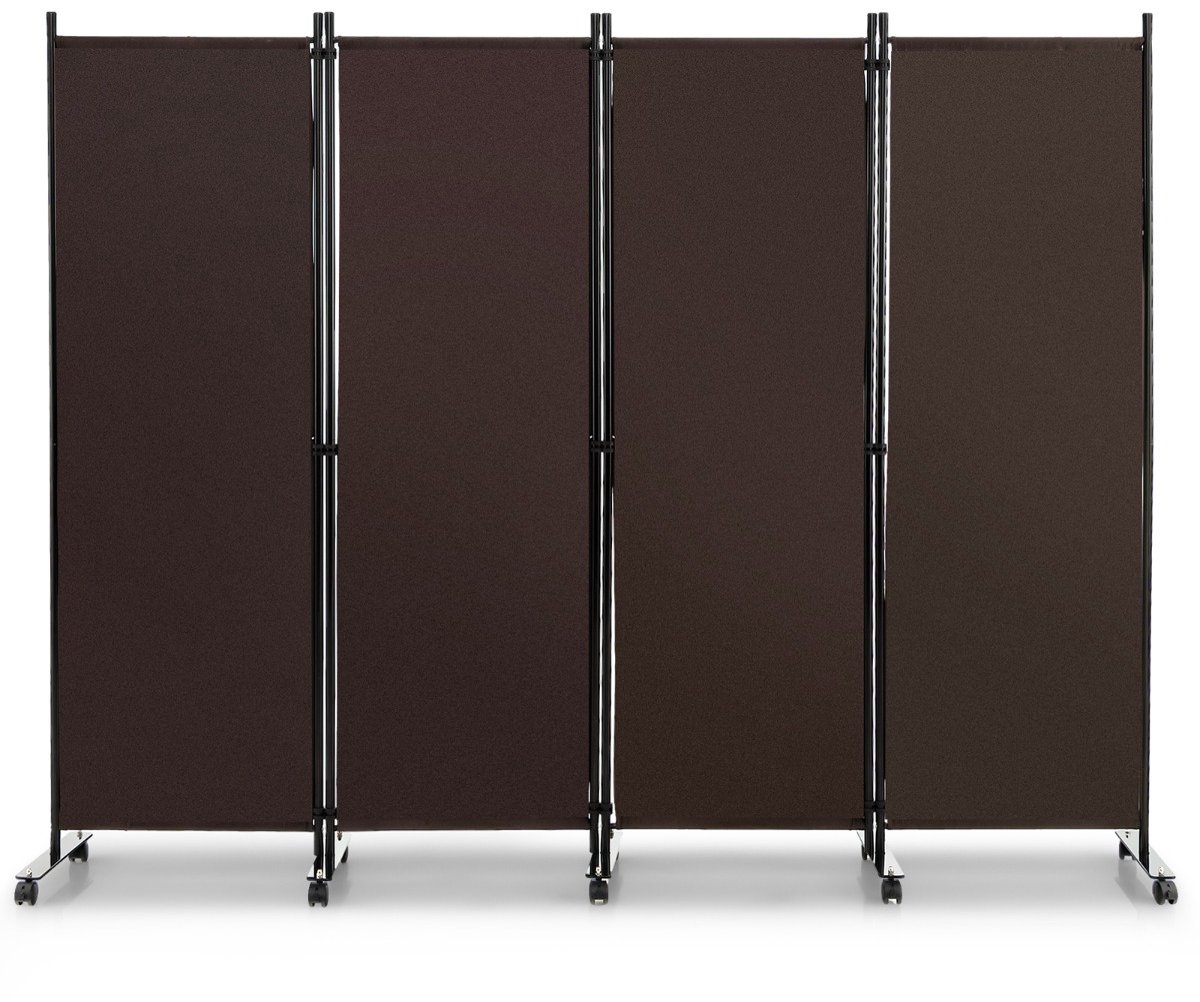 SureDeal® - Kamerscherm - Ruimteverdeler Wieltjes Delig - 225x30x173 cm - Koffiebruin