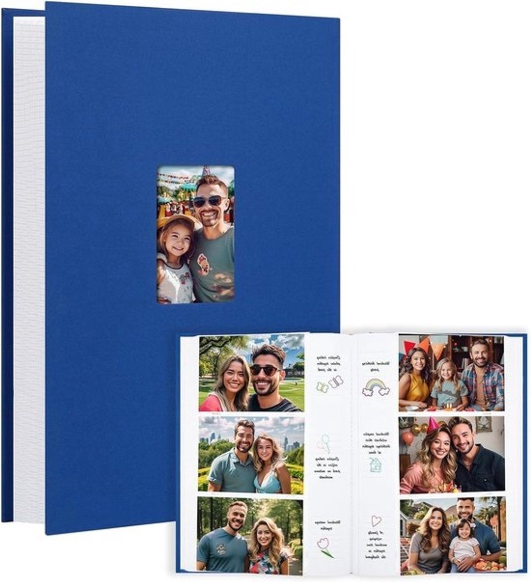 Fotoalbum 4x6 - Album met schrijfruimte - Herinneringen bewaren - Zuurvrij en PVC-vrij - 450 foto's - Blauw