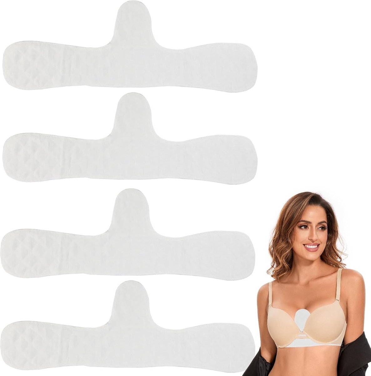 Set van 4 Herbruikbare Katoenen Bh-inleggers - Comfortabele, Zweetabsorberende Pads voor Onder de Borsten, Ideaal voor Dagelijks Gebruik en Sport, Voorkomt Huidirritatie door Zweet