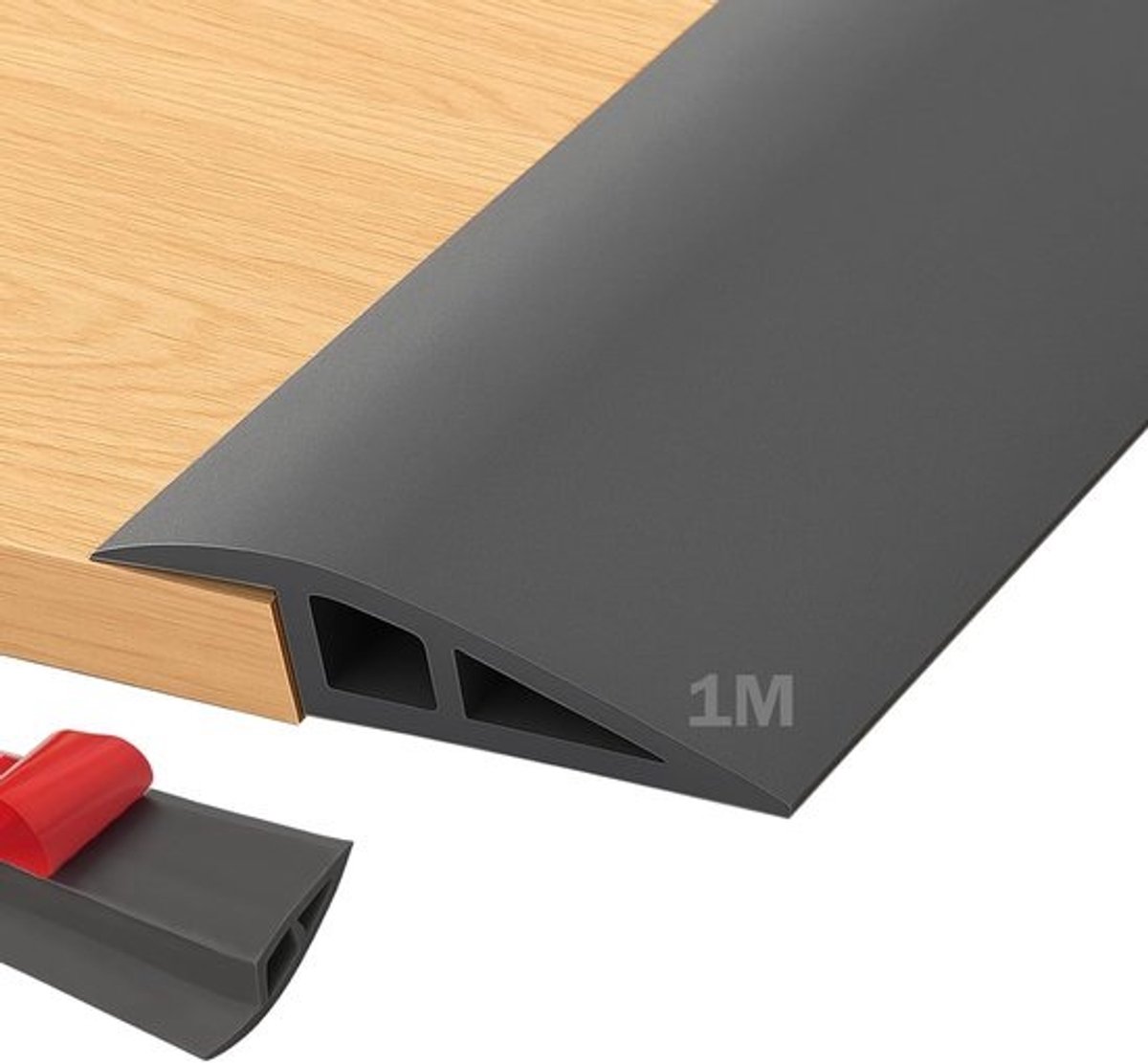 Overgangsprofiel Zelfklevend - Deurdrempel Lijst - Vloer Egaliseren - Flexibel Zacht PVC - 1m x 7cm x 15mm - Zwart