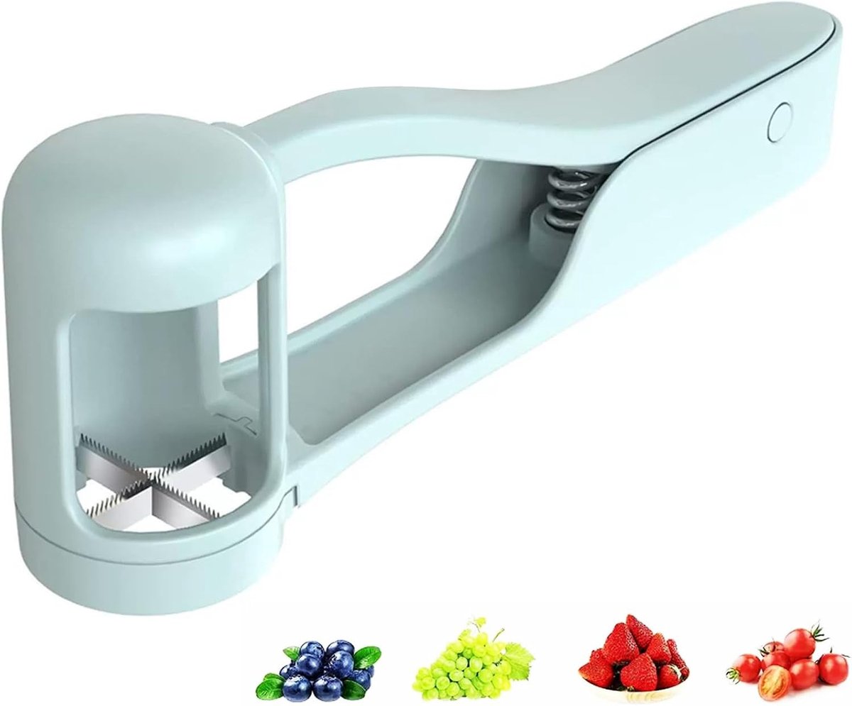 Multifunctionele Fruit Snijder met RVS Bladen en Ergonomische Handgreep, Ideaal voor Druiven, Kersen, Tomaten en Aardbeien