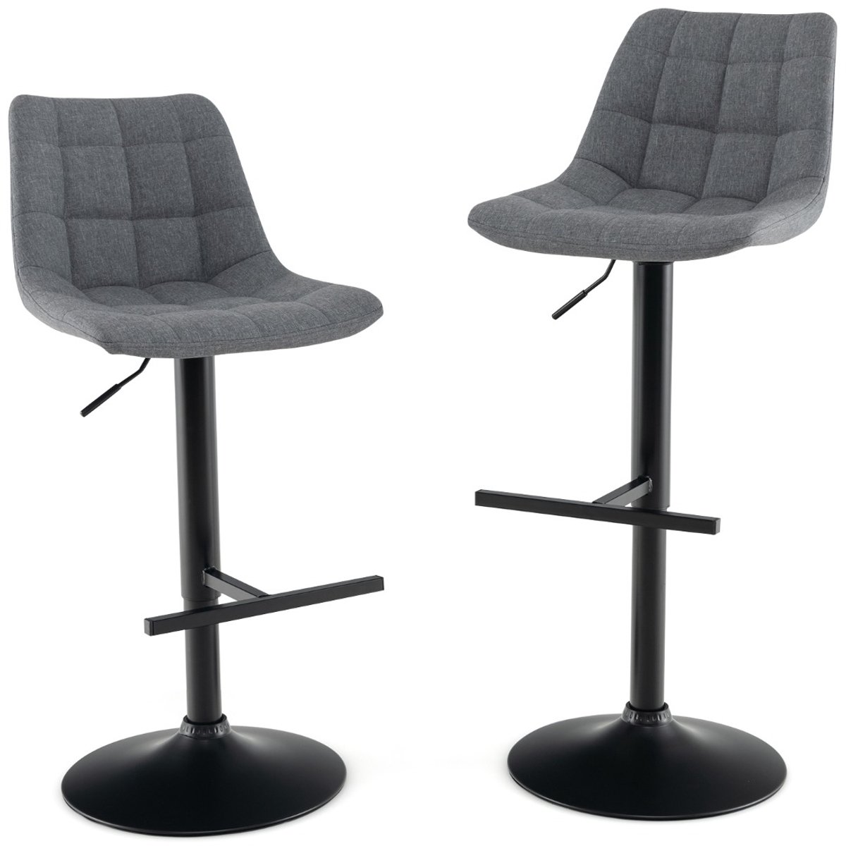 SureDeal® - Eettafel - Barkrukken Barstoel Keukenstoel - Hoogte Verstelbaar Bistrokruk - Voetensteun Grijs - 43x54x89 cm - Grijs