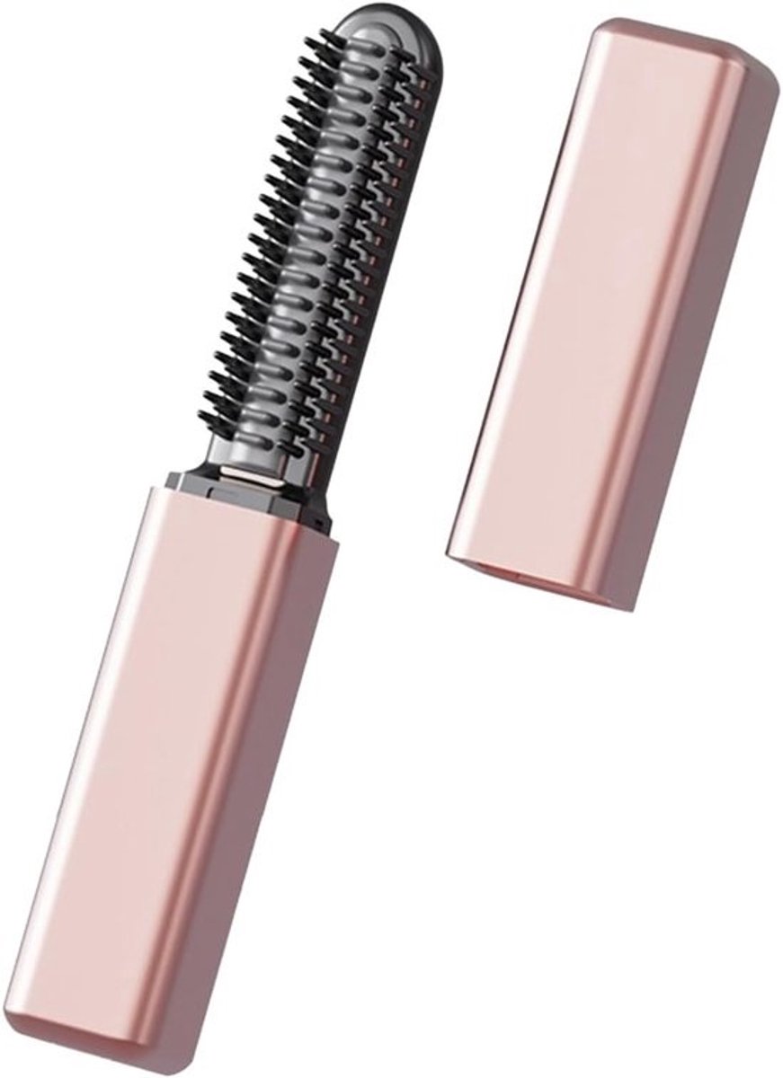 Draadloze Haarstijlborstel - Elektrische Kam - Snel Haar Stylen - Opvouwbaar Draagbaar - 21 x 8 x 8 cm - Roségoud