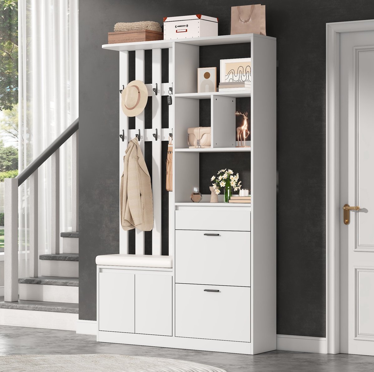 MODFU - Halmeubel - Wit - MDF - 120 X 30 X 200 Cm