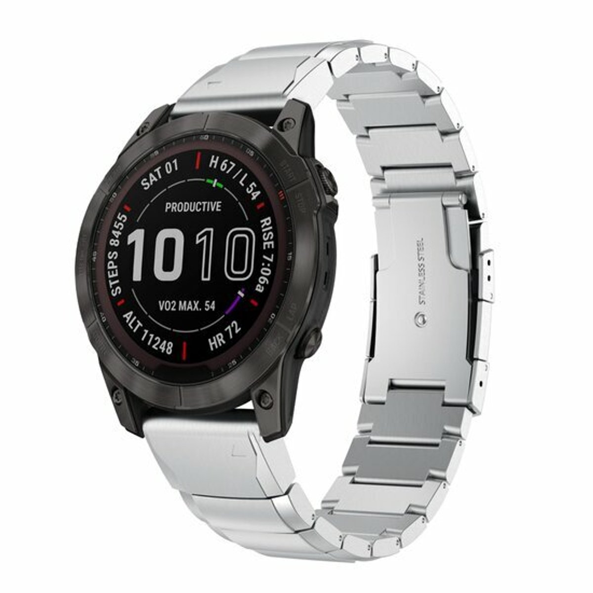 By Qubix - Geschikt voor Garmin bandje - 26mm Quickfit - Stainless steel schakelband - Zilver - Geschikt voor Garmin Fenix 9 / 9 pro - 51mm