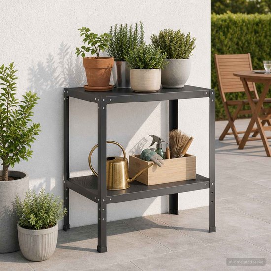 vidaXL - Planttafel - 100 - x - 50 - x - 80 - cm - Gepoedercoat - staal - Zwart — afbeelding 2