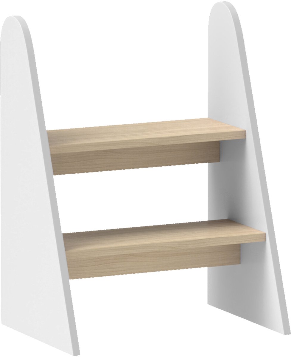 2-treden kinderkrukje, leertoren voor kinderen vanaf 3 jaar voor badkamer, keuken, boekenplank, slaapkamer, wit