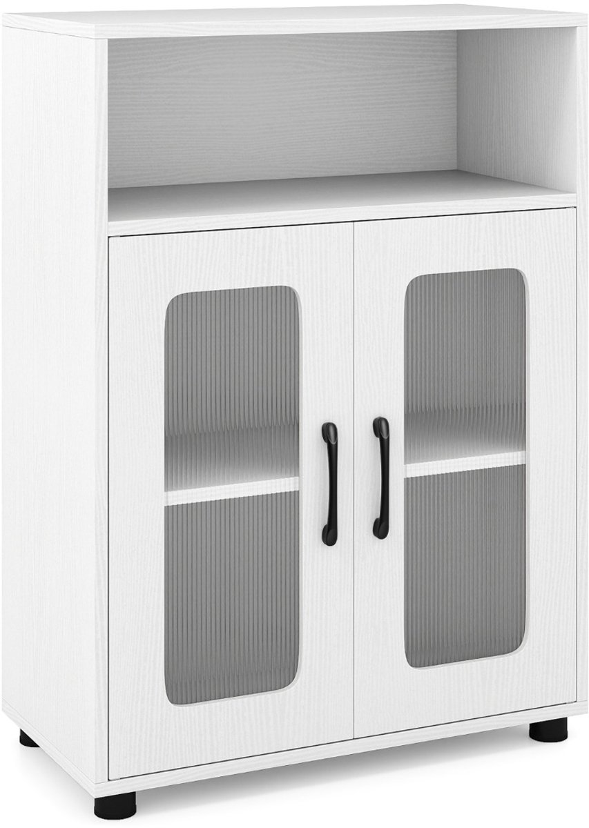 SureDeal® - Badkamerkast - Vrijstaande Badkamermeubel - Twee Deuren - Drie Verstelbare Legplanken - Open Vakken - 60x30x83 cm - Wit