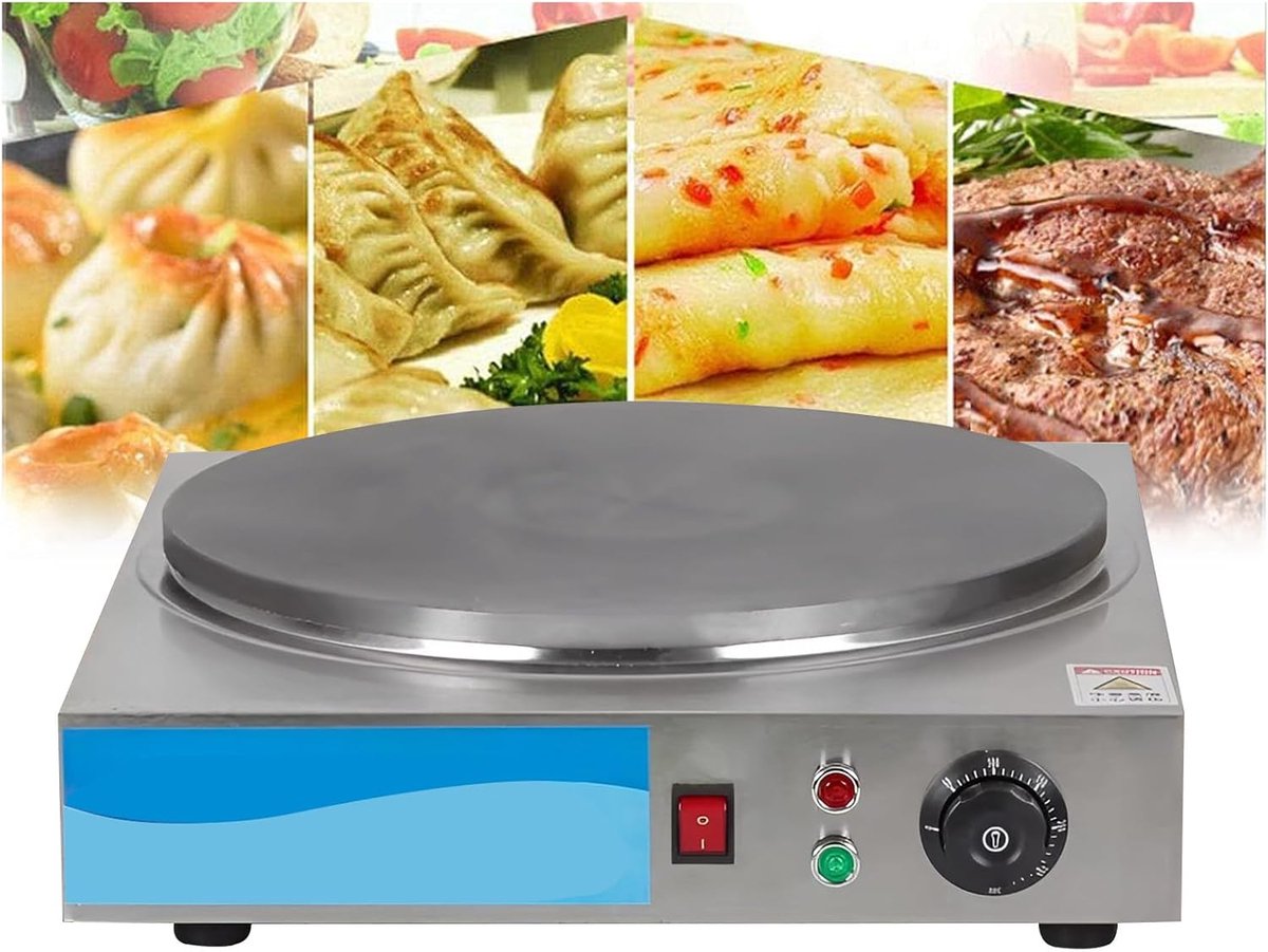 Elektrische pannenkoekenmaker - Crêpe apparaat - Lekkere pannenkoeken bakken - Instelbare temperatuurregeling - 45 cm - Zilver