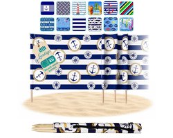 Lantigo Strandscherm Ancla en Círculo 6m | Windscherm Strand Microvezel UV-bestendig 80 cm