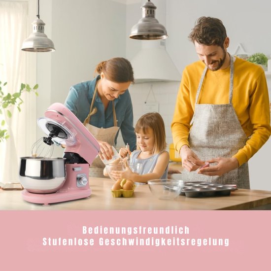 QIN® Mixer met mengkom - Mixer - Mixer met mengkom keukenmachine - Roze - 21cm x 35cm x 32cm van Qin — afbeelding 4