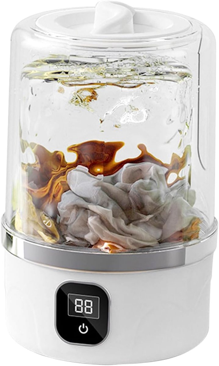 Mini Wasmachine Draagbare Washer Kleding Reinigen Draadloos Werking 1 Liter Capaciteit Wit