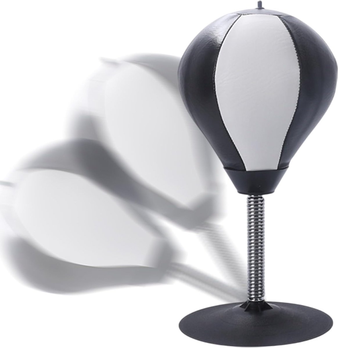 Tafel bokszak - Stressbal bureau - Stress verminderen - Sterke zuignap - 37 cm hoog - Zwart en wit