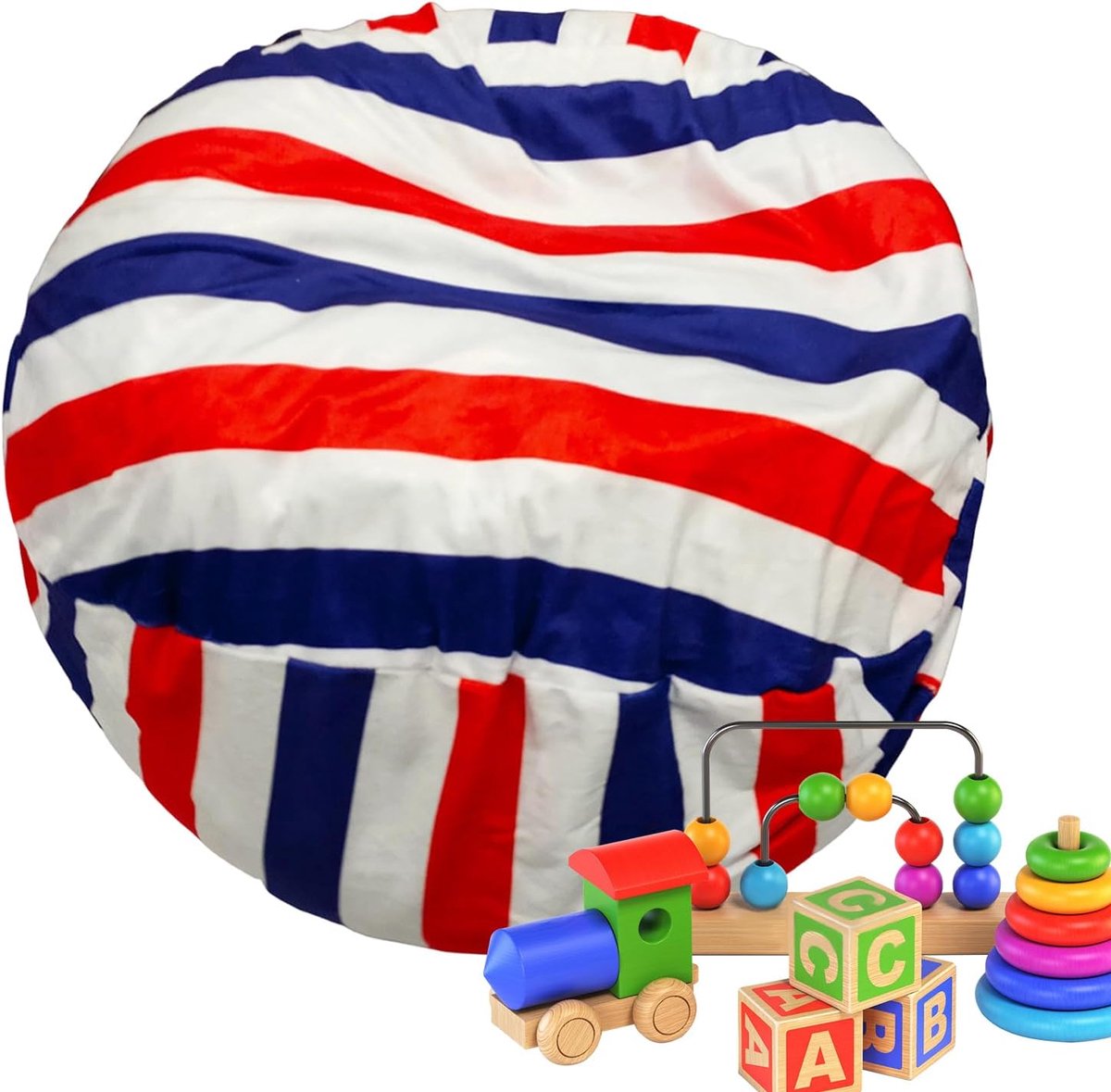 Knuffelstoel - Opbergstoel Zitzak - Speelgoed Opbergen - Verbeterde Veiligheid - 96 cm - Veelkleurig