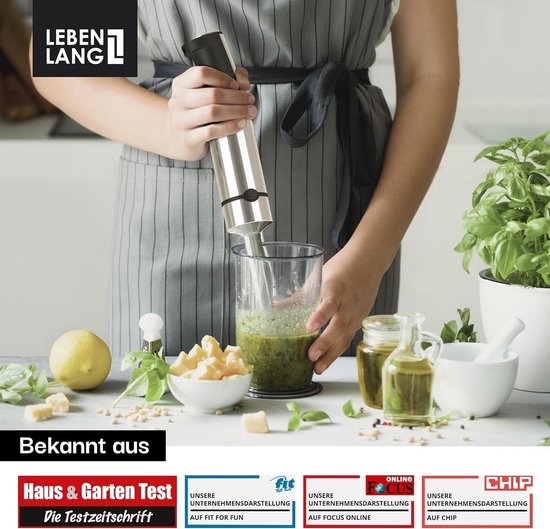 Handmixer Set - Staafmixer Blender - Eten Bereiden - Krachtige 1500 Watt Motor - 800 ml Cup - Zilver — afbeelding 2