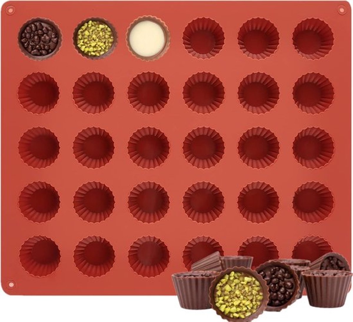 Siliconenmal met 30 vakjes - Chocoladebaken zonder aantekenbaklaag