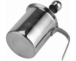 Handmatige Melkopschuimer - Koffie Opschuimer - Koffiebereiding Thuis - Dubbele Schuimzeef - 800 ml - Zilver