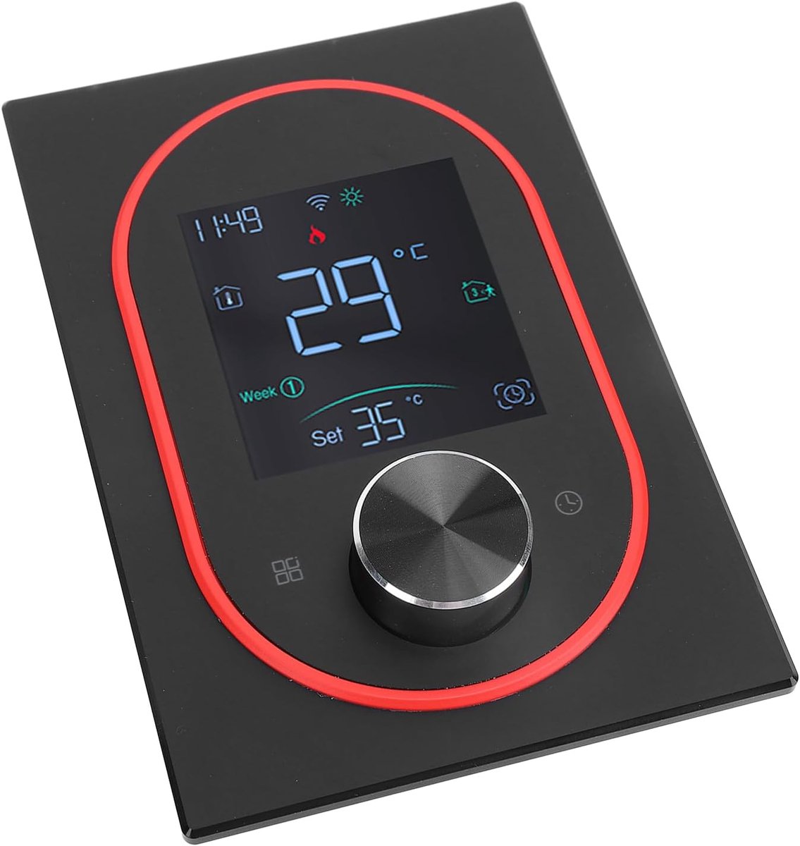 Slimme Thermostaat - Verwarmingsthermostaat Programma - Energie Besparen - APP Bediening - 130 x 88 mm - Zwart