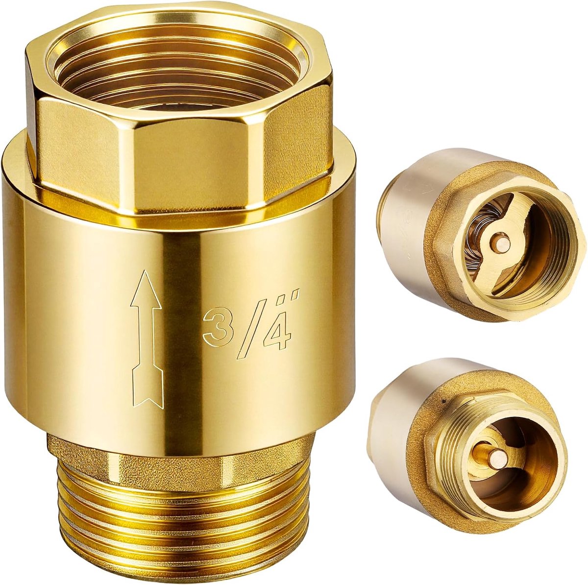 Messing Keerklep - Eenrichtingsklep - Waterleiding Beschermen - Veerbelast Mechanisme - 3/4 Inch - Messing