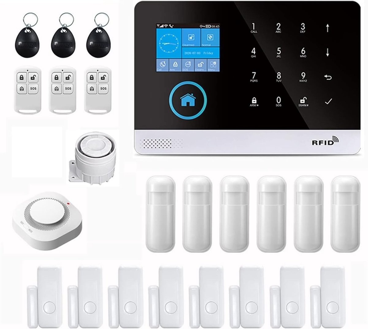 Draadloos alarmsysteem - GSM beveiliging - Huis bewaken - App bediening - 10 millimeter - Zwart