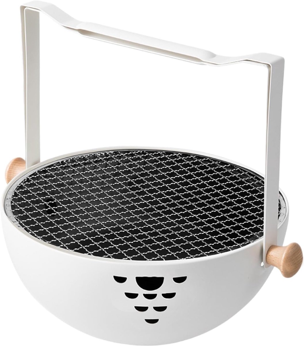 Draagbare Chal Grill Opvouwbare BBQ Buiten Koken Hittebestendig Handvat 30.5x15 cm Wit