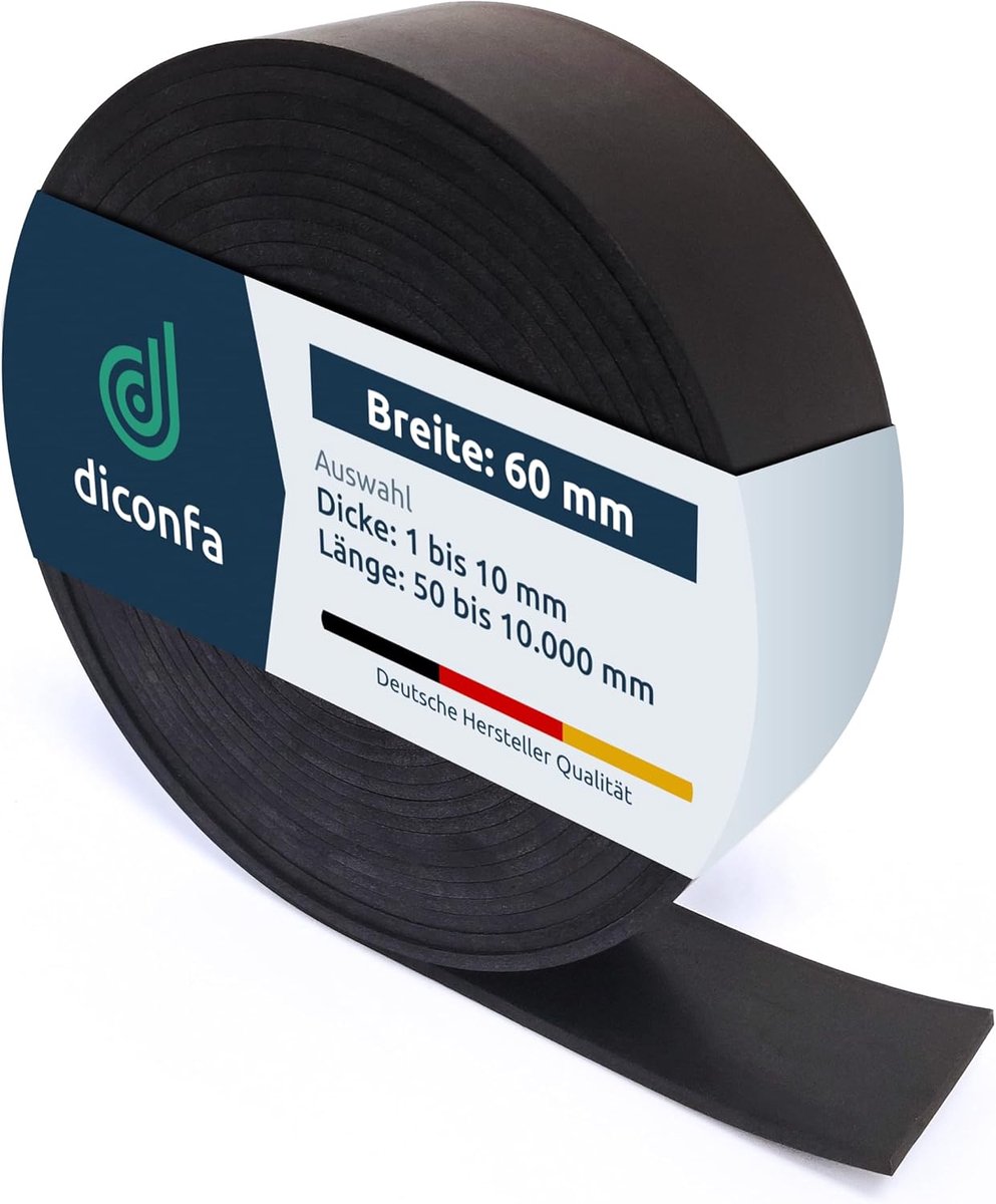 Rubberen Strips - Rubbermat SBR - Isolatie en Dichting - Weerbestendig Flexibel - 60 mm breed 3 mm dik - Zwart
