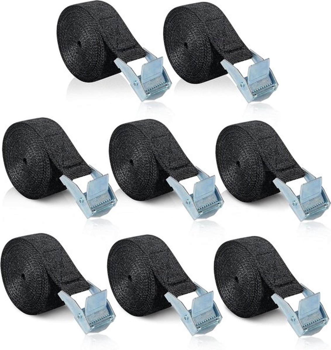 8 zware spanbanden 2m, zwart voor fiets of auto