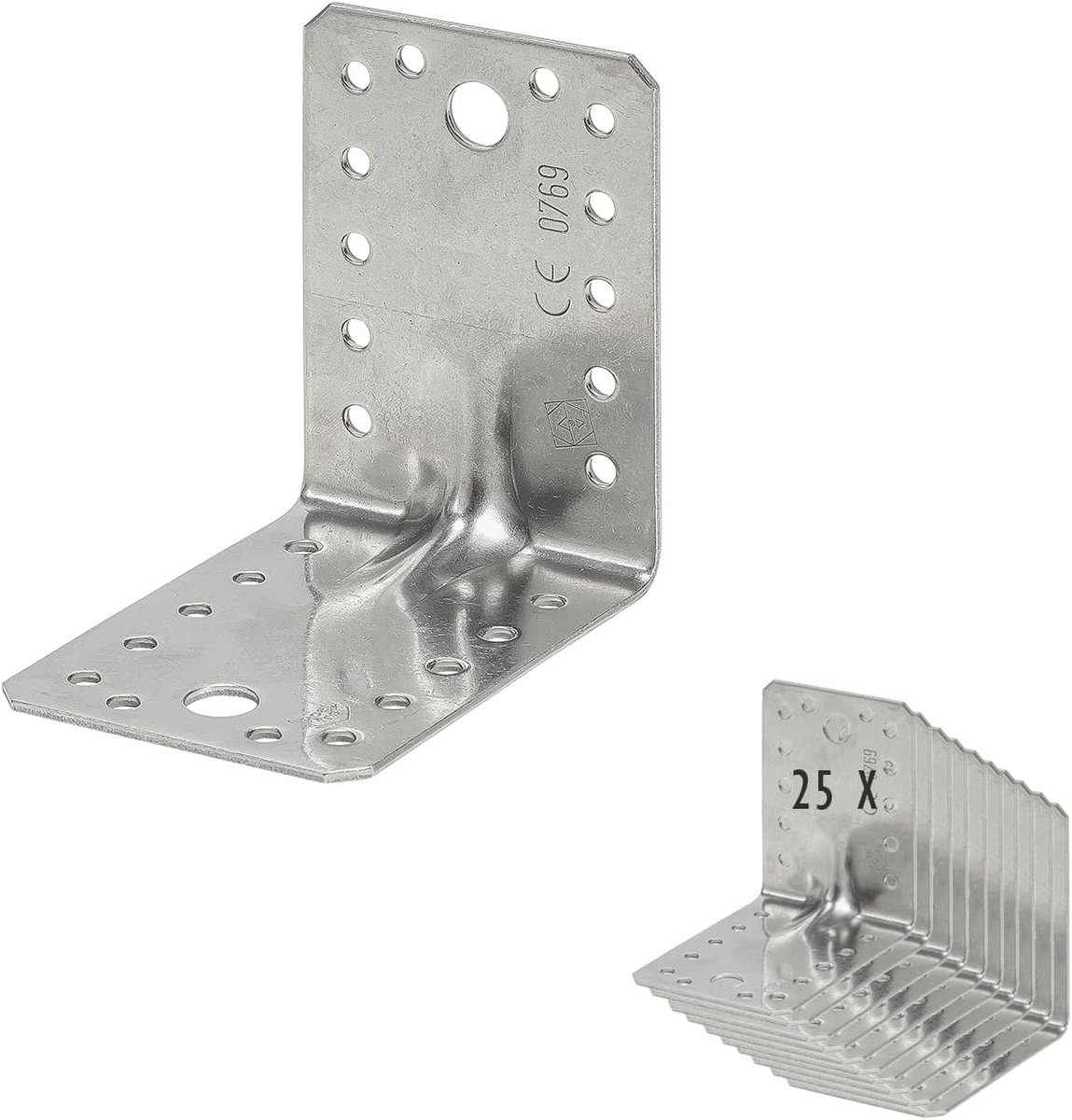Hoekverbinder Roestvrij Staal - Houtverbinder Bevestiging - Houtconstructies Versterken - Verstevigde Rand - 70 x 70 x 55 mm
