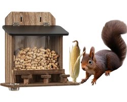 Eekhoorn Voederhuis - Voerstation Knaagdieren - Dieren Voeren - Waterdicht Houten Huisje - 35.5 x 30 x 15 cm