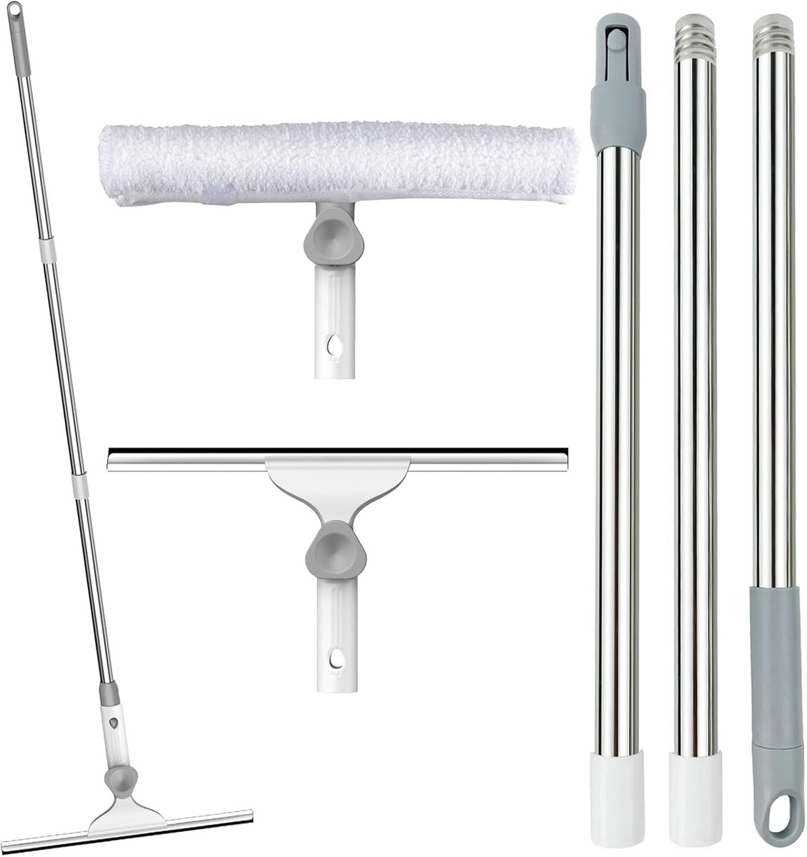 Raamreiniger Set - Kunststof - Professionele Raamwisser - Inclusief Microvezelscrubber - Voor Binnen en Buiten