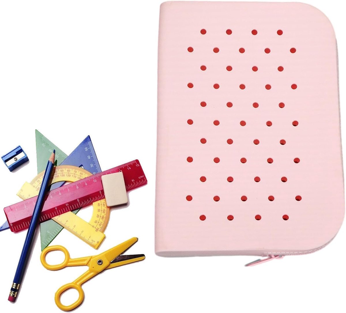Penhouder Etui - Potlood Tasje - Briefpapier Opbergen - Waterdicht Siliconen - Grote Capaciteit - Roze