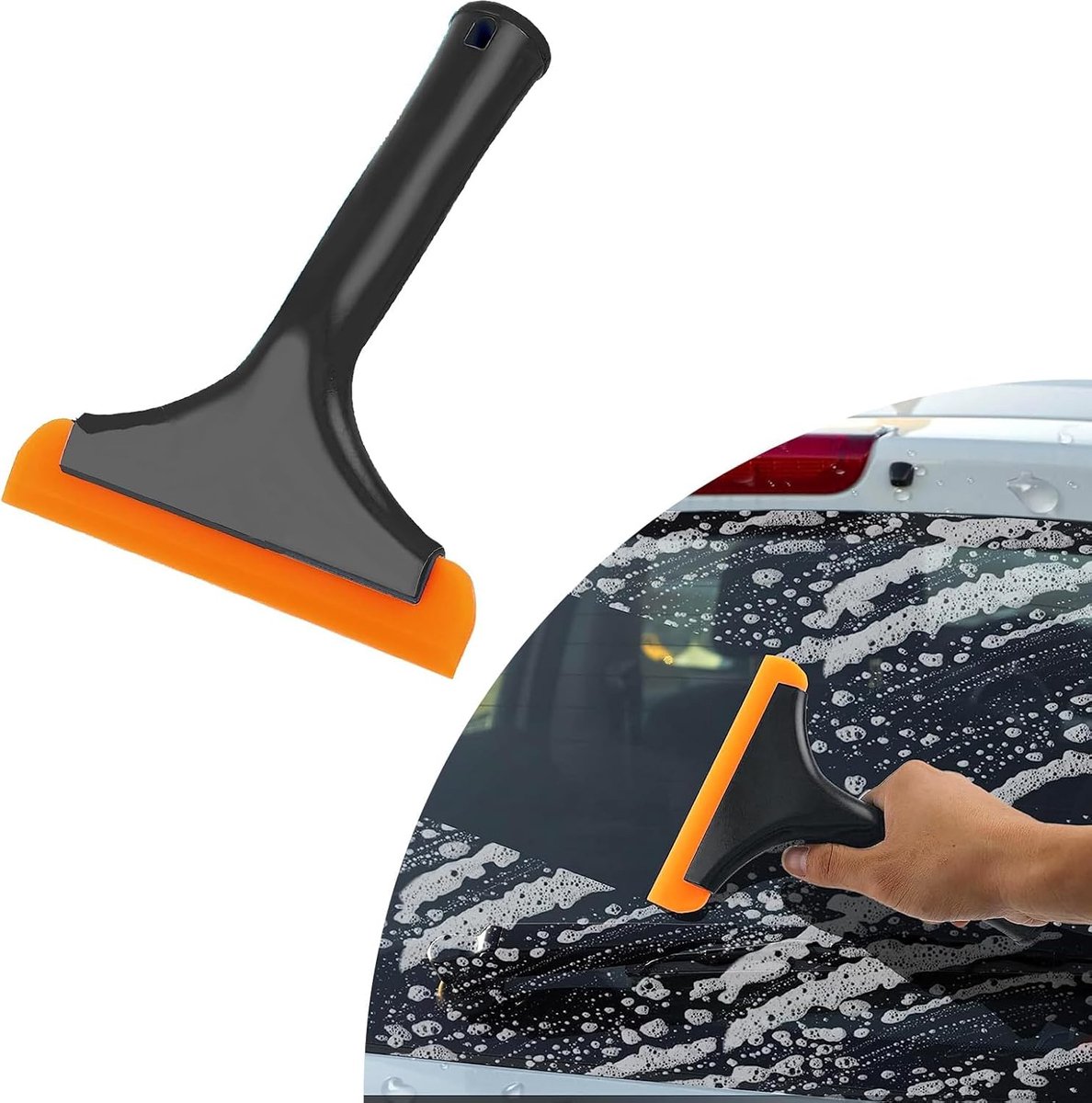 Siliconen Raamwisser - Autowisser Glasreiniger - Schoonmaken Gladde Oppervlakken - Zachte Streeploze Blad - 16 cm Blad - Zwart