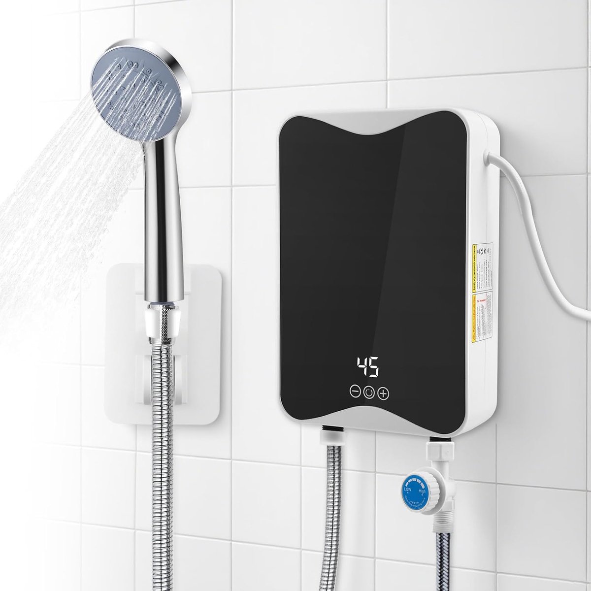 Elektrische Waterverwarmer - Doorstromer Boiler - Direct Warm Water - IPX4 Waterproof - 5500 W - Zwart