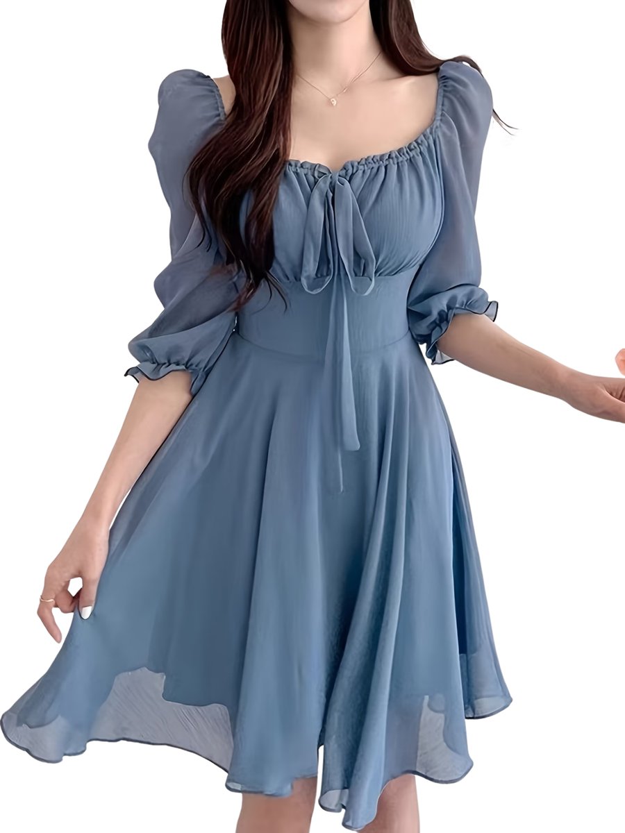 Currero Zomerjurk Dames Zomerjurken Volwassenen Vrouwen Midi Jurk Ibiza Stijl Sundress Dress Pauwblauw S