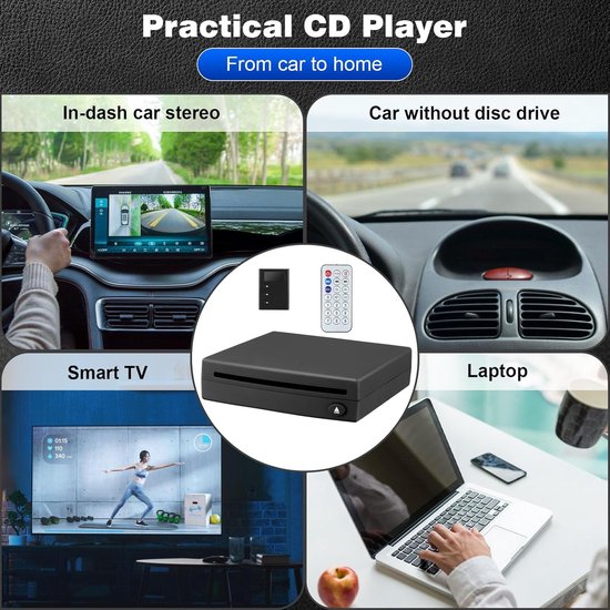 Externe CD Speler - Auto Stereo - Muziek Afspelen - USB Aansluiting - Compact Formaat - Zwart — afbeelding 4