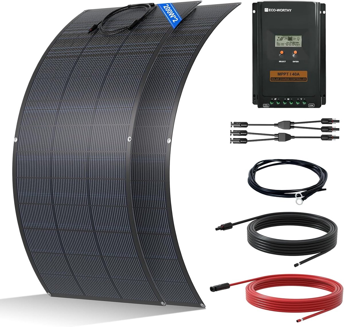 Flexibele Zonnepanelen Kit - Zonnecellen Set - Energie Opwekken - Hoge Conversie Efficiëntie - 400 Watt - Zwart
