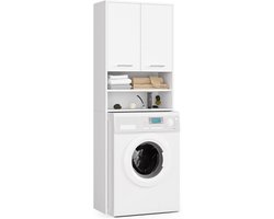 Wasmachinekast - Ombouwkast Opbergkast - Ruimte Benutten - Moderne Stijl - 64 x 180 x 30 cm - Wit