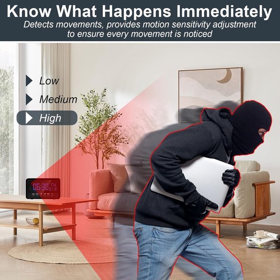 Spionage Camera Wekker - Mini Verborgen Camera - Huisbewaking - Dual Band WiFi - 1080P HD - Zwart — afbeelding 5