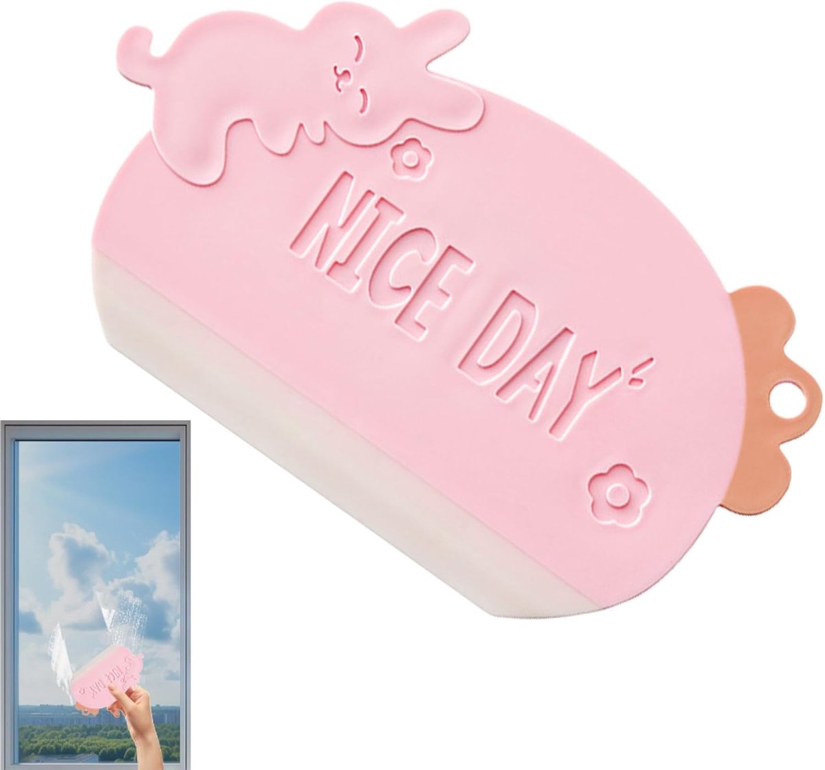Keukenwisser - Raamtrekker Schraper - Glad Schrobben - Naadloze Pasvorm - 17 x 10 cm - Roze