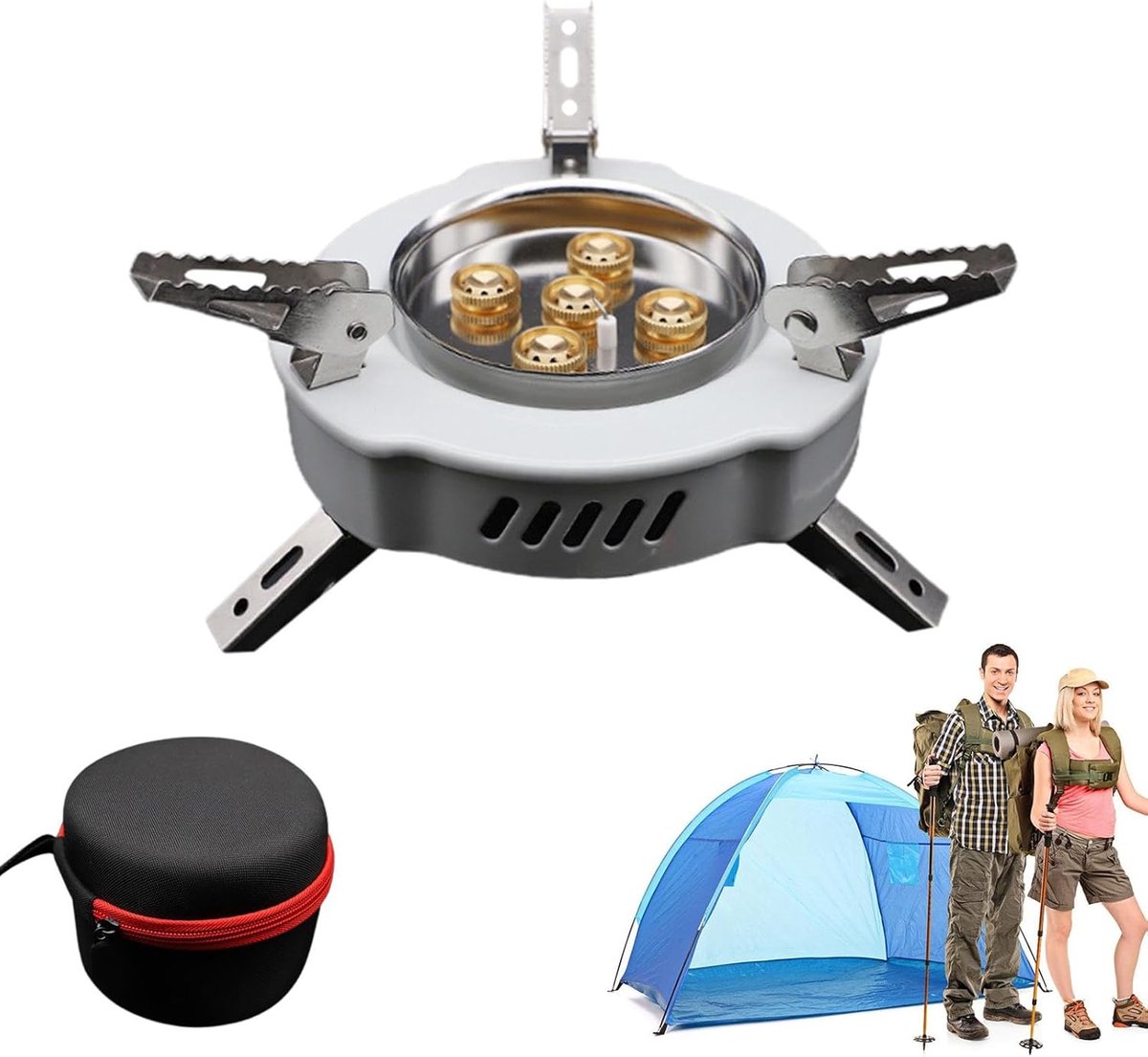 Draagbare Campingbrander - Outdoor Kooktoestel - Buiten Koken - Winddicht Ontwerp - 12.5 x 10 cm - Zilver