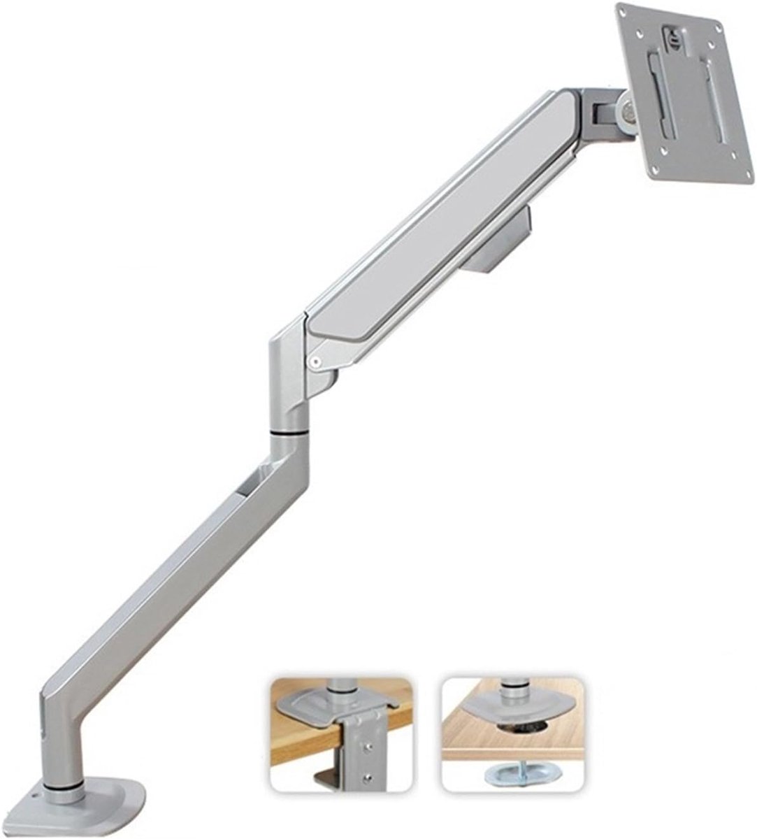 Monitor Arm - Bureau Mount - Ergonomisch Werken - Gasveer Verstelbaar - Tot 32 inch - Zilver