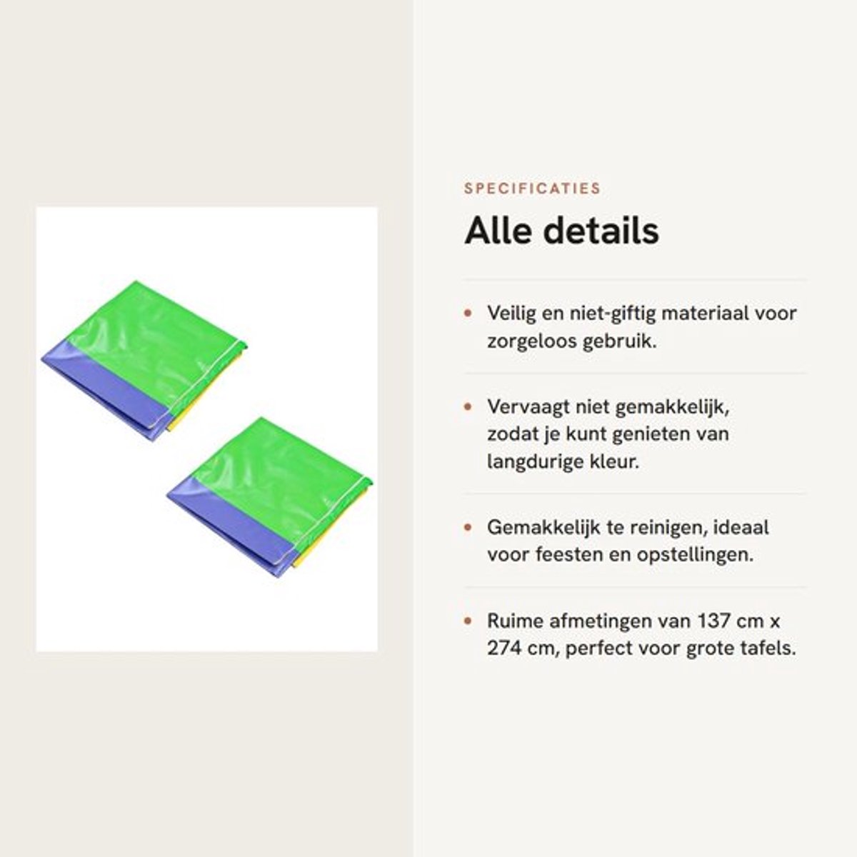 Vt products - Regenboogtafelkleden - Set van 2 - Kleurrijk en feestelijk - 137 cm x