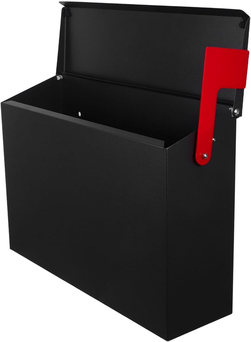 Brievenbus Buiten - Wandbrievenbus Metalen - Post Ontvangen - Roestbestendig Staal - 355 x 105 cm - Zwart